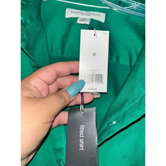 NWT Green Banana Republic Cotton Fitted Stretch M - Picture 5 of 7